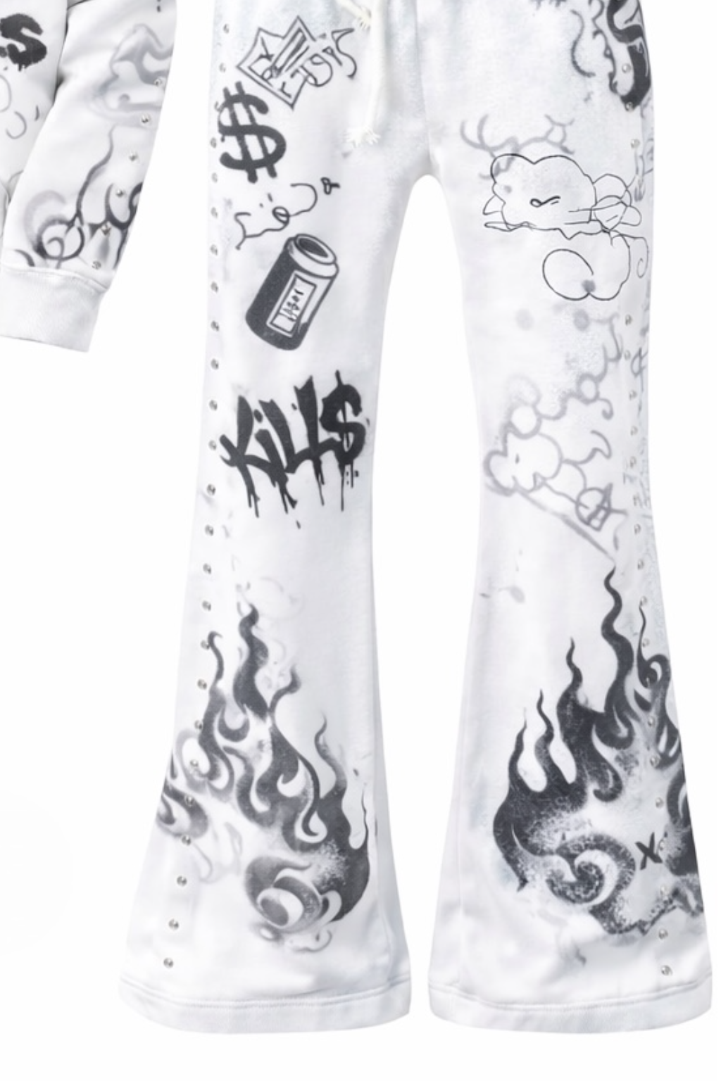Graffiti Icon Hoodie &amp; Jogger Set – White.