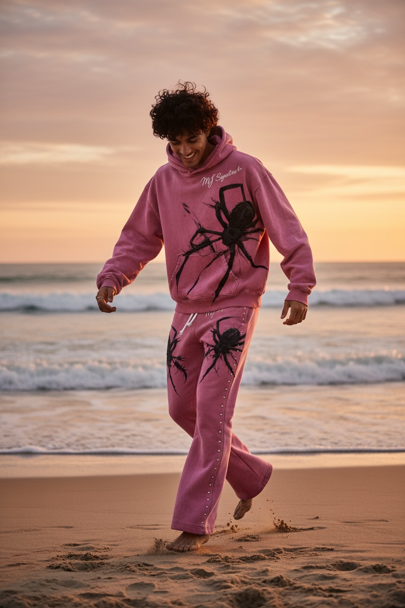 MJ Signature™ Pink Spider Hoodie &amp; Flared Jogger Set.