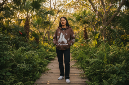 MJ Signature Crystal Zip Hoodie – Brown.