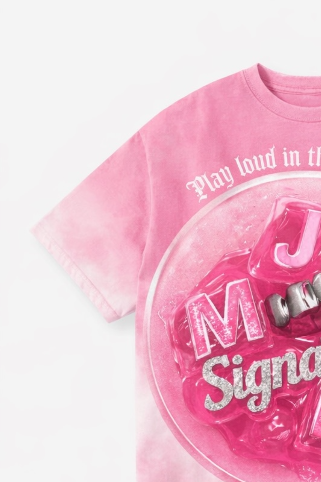 MJ Signature “Play Loud in the Noise” Graphic T-Shirt – Pink.