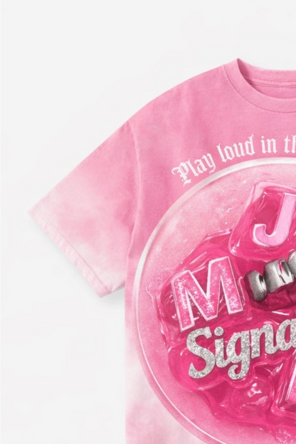 MJ Signature “Play Loud in the Noise” Graphic T-Shirt – Pink.