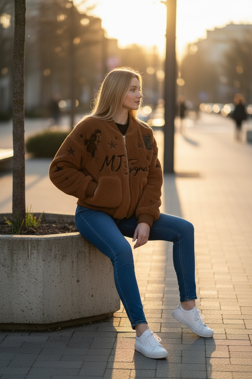 Faux Fur Bomber Jacket – Brown