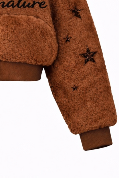 Faux Fur Bomber Jacket – Brown