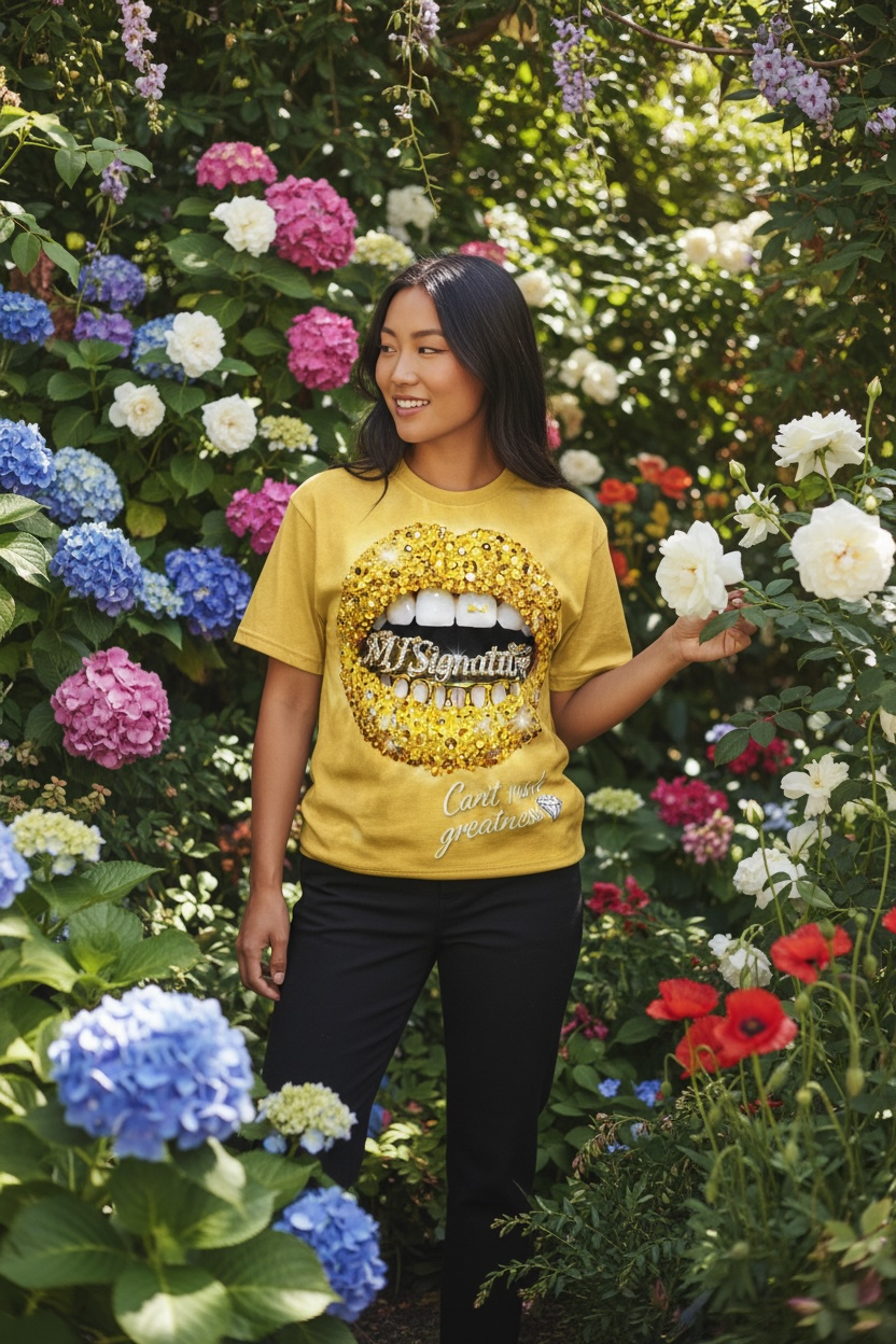 “Can’t Rush Greatness” Gold Graphic T-Shirt.