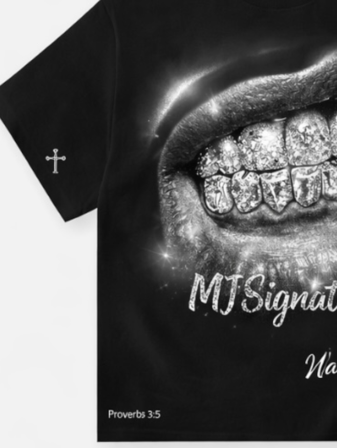 MJ Signature “Walk With God” Graphic T-Shirt – Black (Luxury Edition).