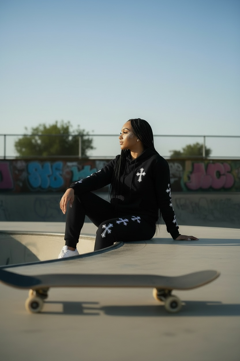 Chrome Hearts Women’s Hoodie &amp; Joggers Set/Black Set.