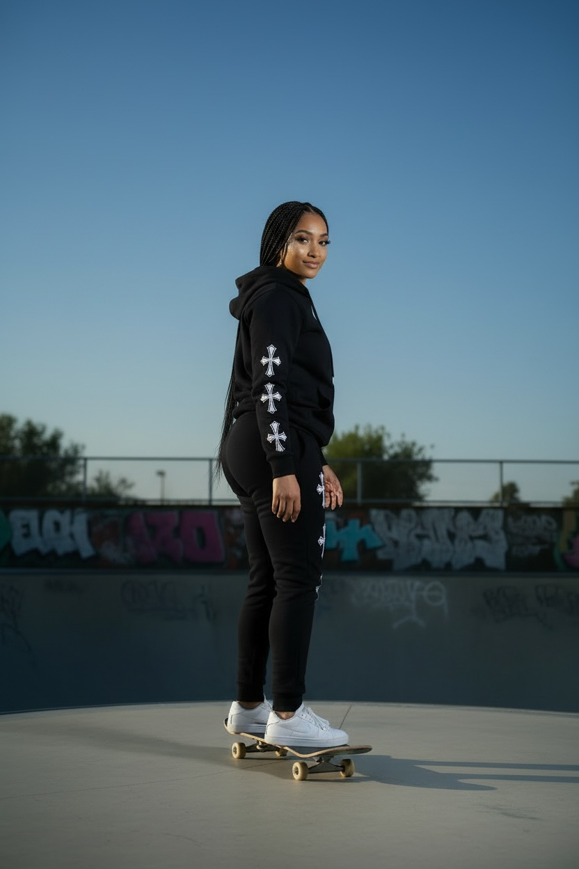 Chrome Hearts Women’s Hoodie &amp; Joggers Set/Black Set.