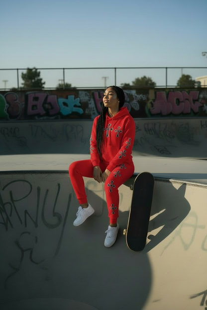 Chrome Hearts Women’s Hoodie &amp; Joggers Set/Red Set.