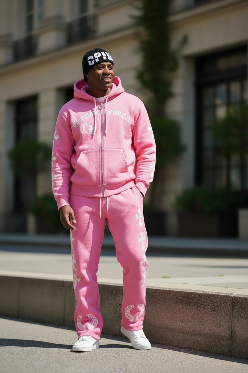 Chrome Hearts Men’s Hoodie &amp; Joggers Set/Pink Set.