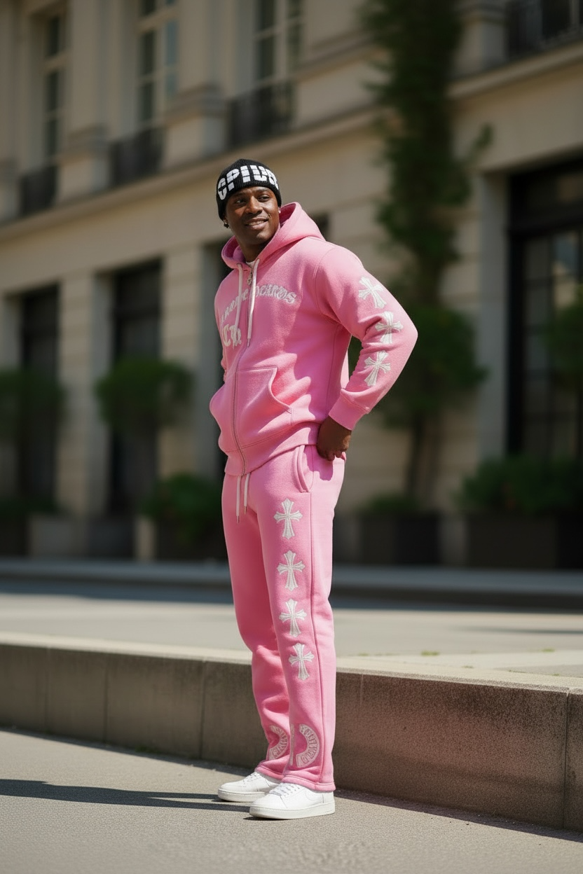 Chrome Hearts Men’s Hoodie &amp; Joggers Set/Pink Set.
