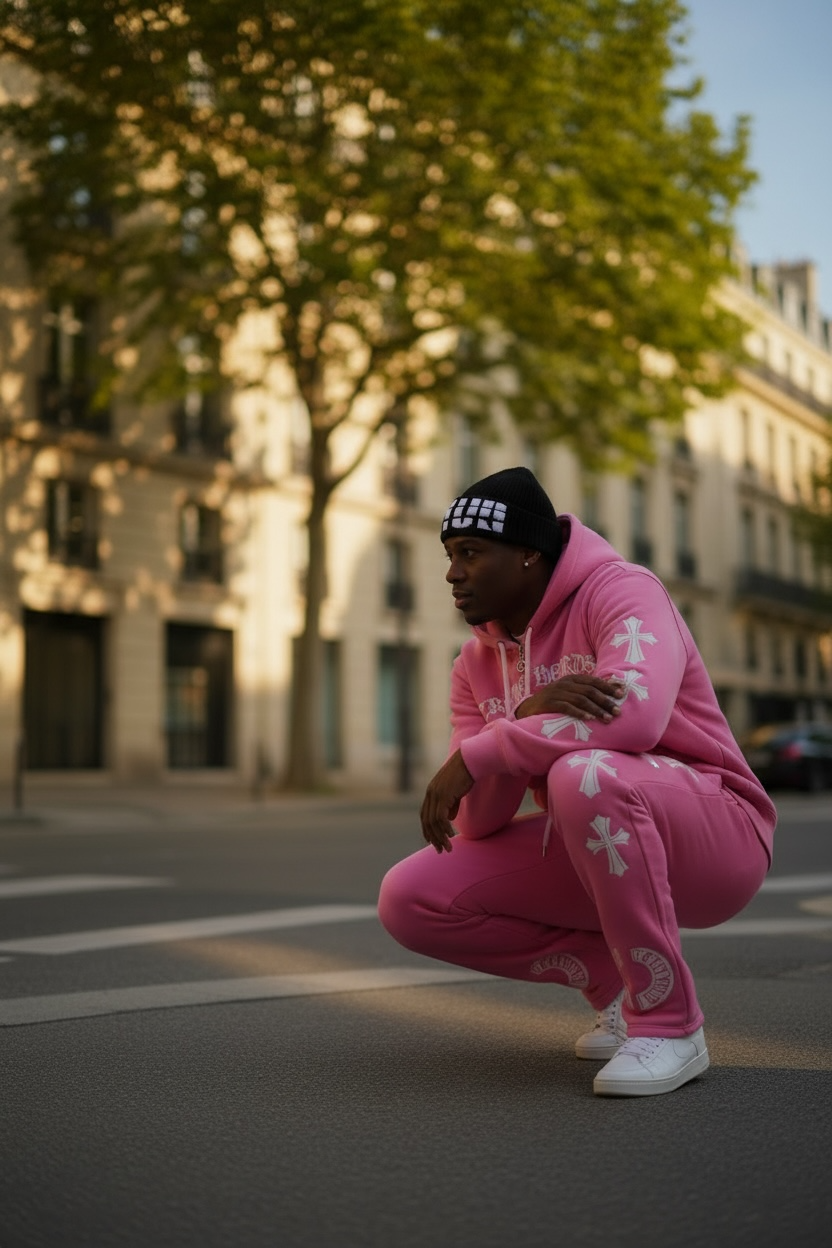 Chrome Hearts Men’s Hoodie &amp; Joggers Set/Pink Set.