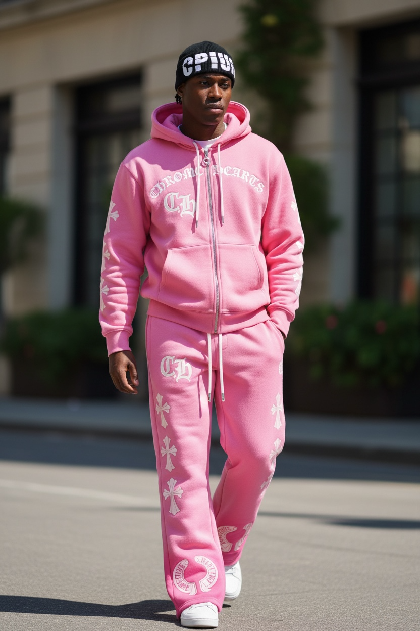 Chrome Hearts Men’s Hoodie &amp; Joggers Set/Pink Set.